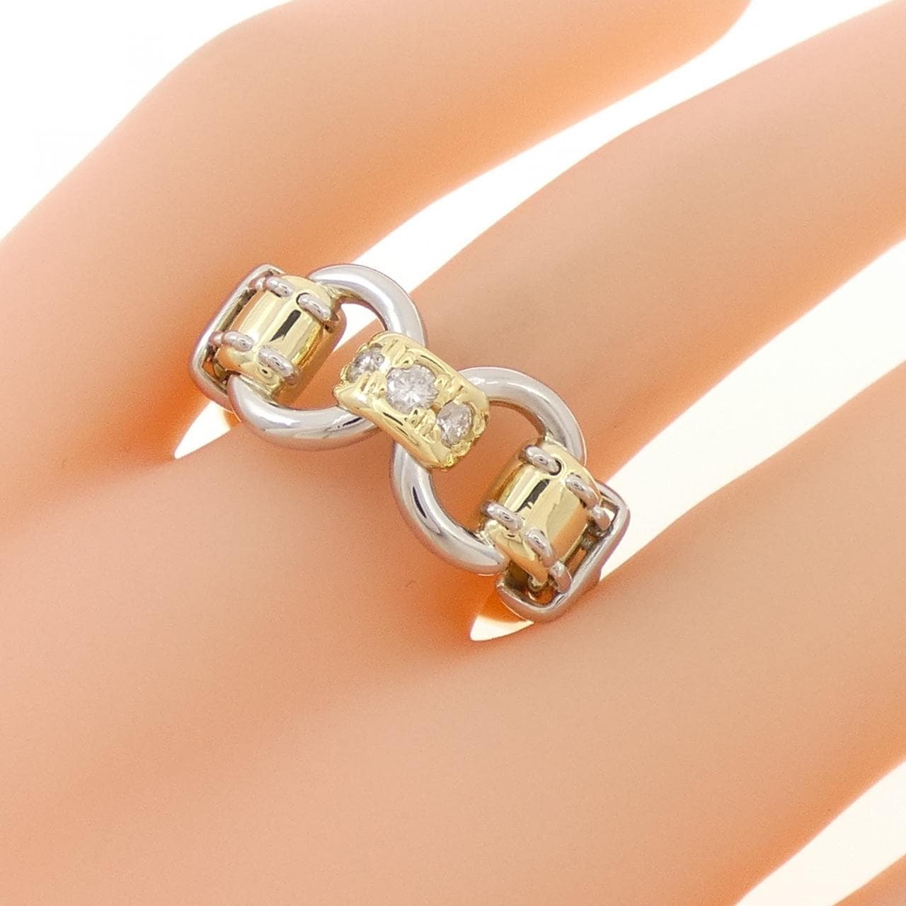 K18YG/PT900 Diamond Ring 0.15CT