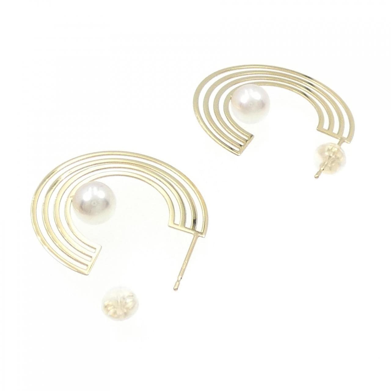 K18YG Akoya pearl earrings 6.7mm