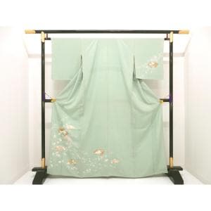 【未使用品】単衣　訪問着　友禅金彩加工　刺繍入り