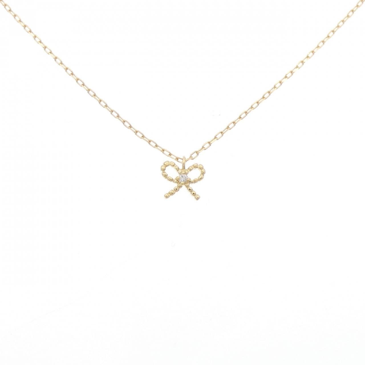 K18YG リボン ダイヤモンド ネックレス 0.01CT