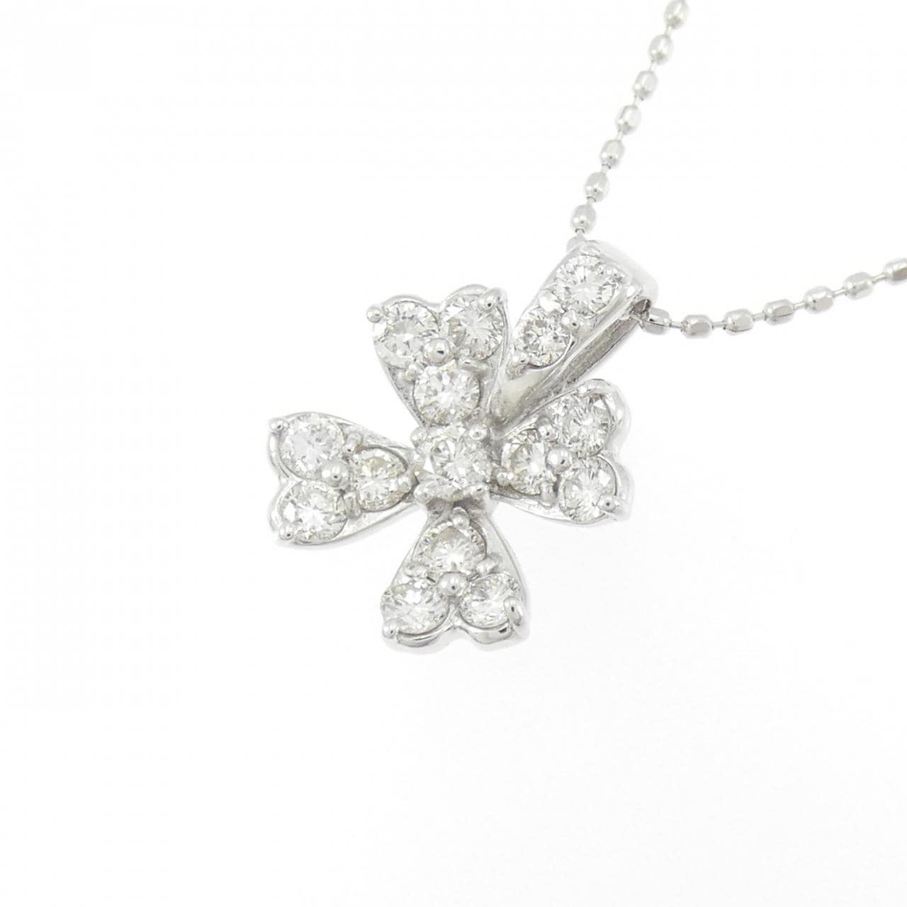 K18WG フラワー ダイヤモンド ネックレス 0.40CT