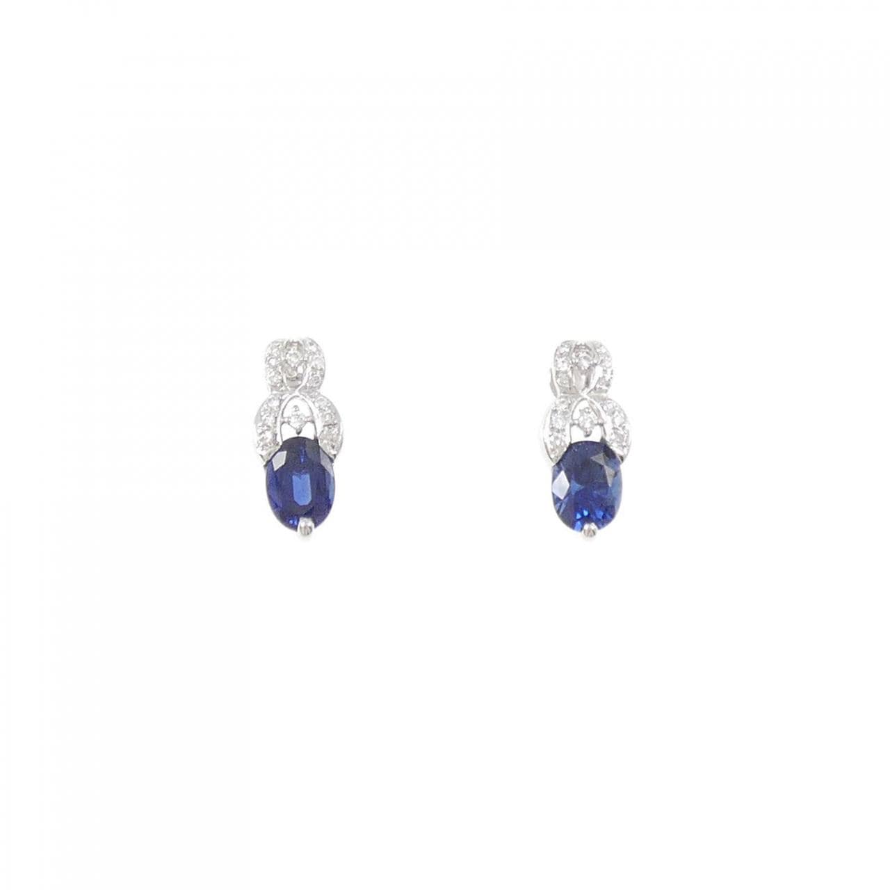PT900/K14WG蓝宝石耳钉2.48CT