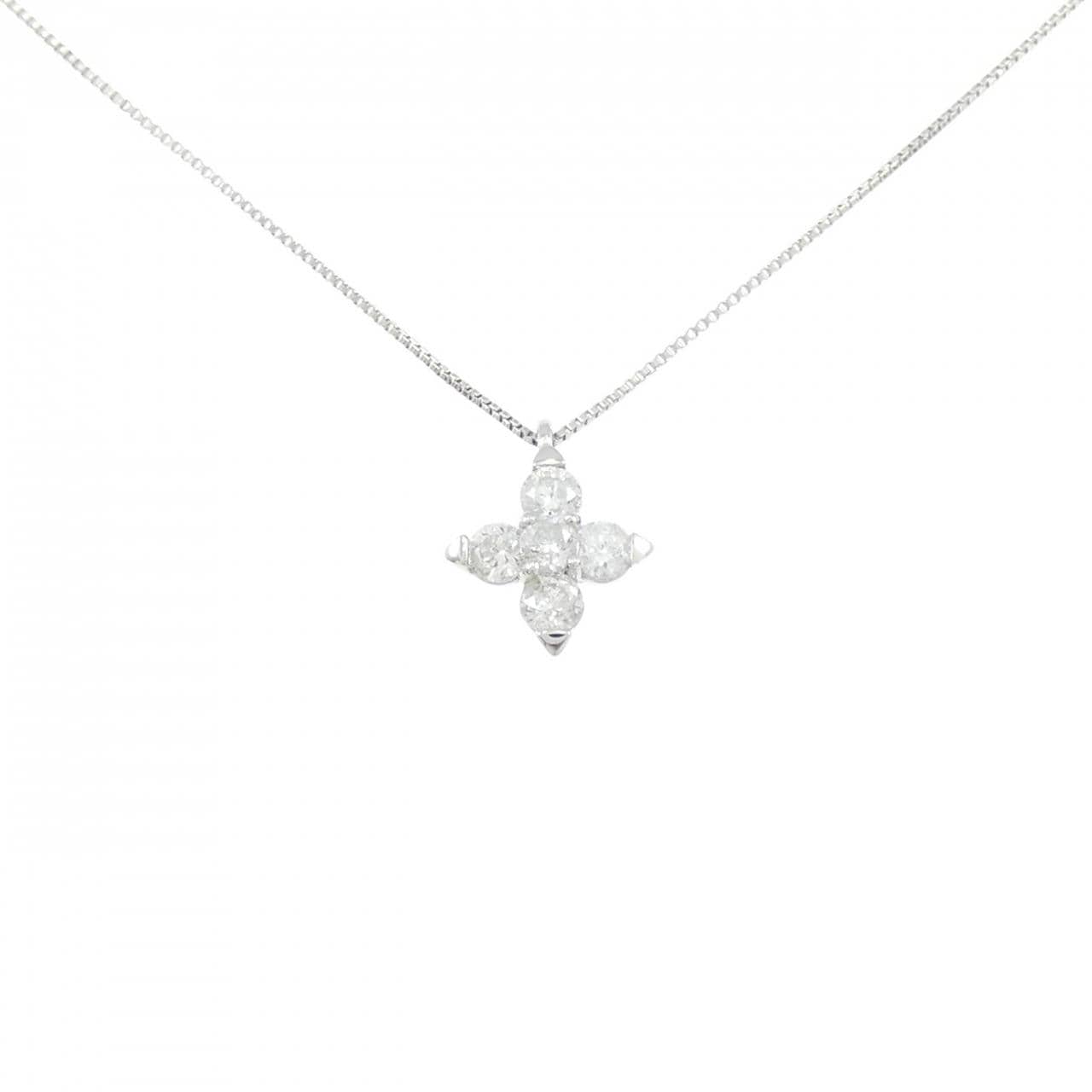 PT900/PT850 フラワー ダイヤモンド ネックレス 0.30CT