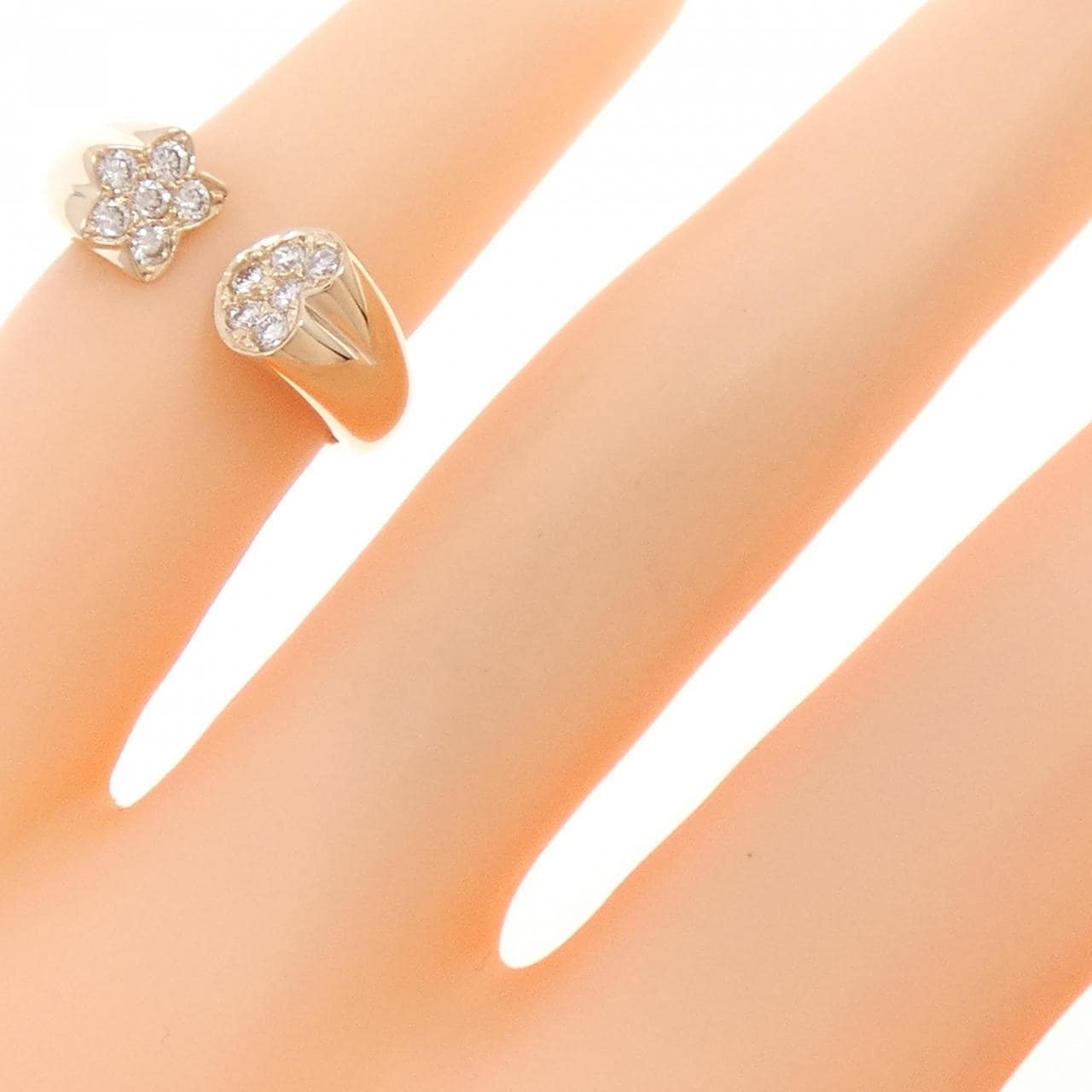 K18PG スター×ハート ダイヤモンド ピンキー リング 0.20CT