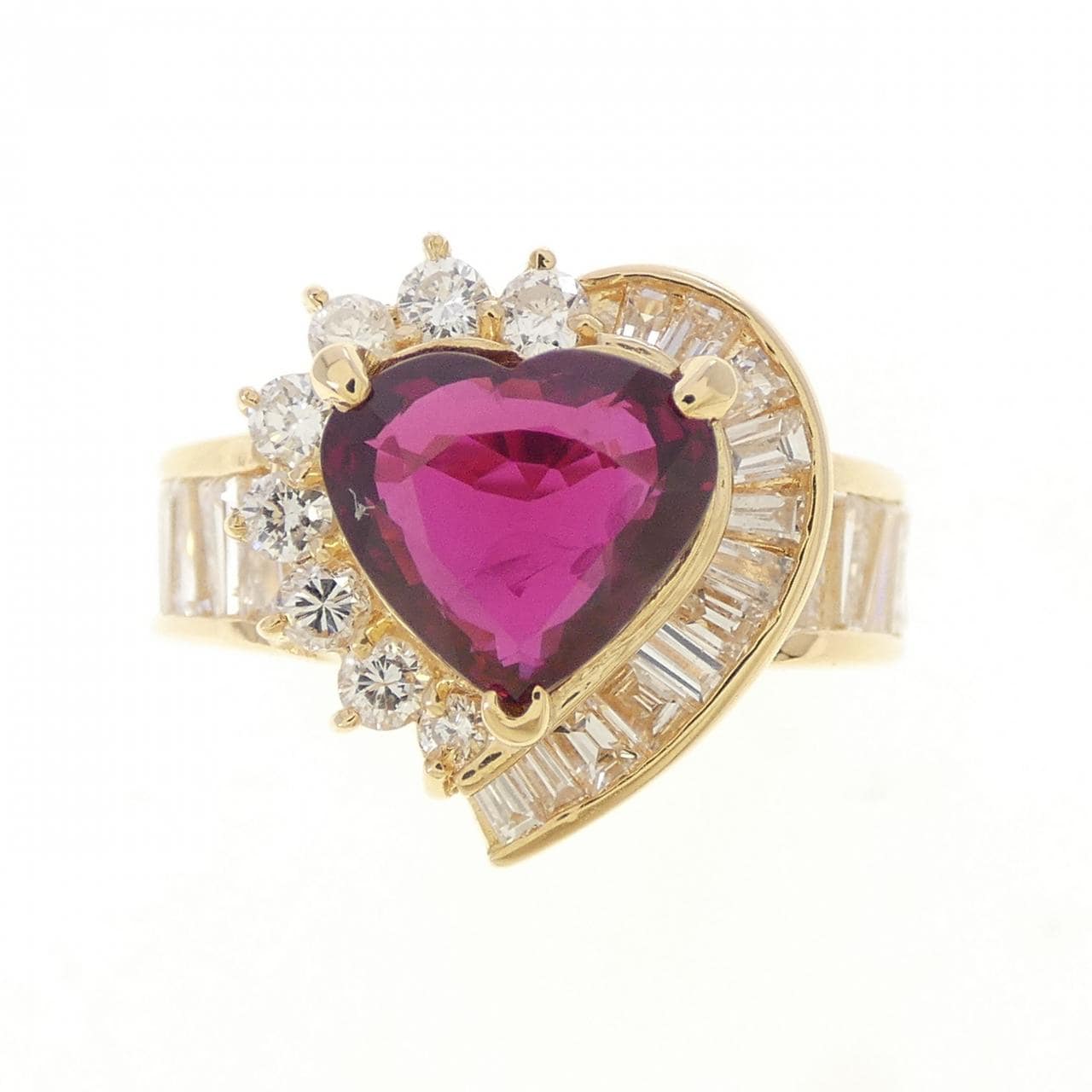 K18YG ハート ルビー リング 2.09CT