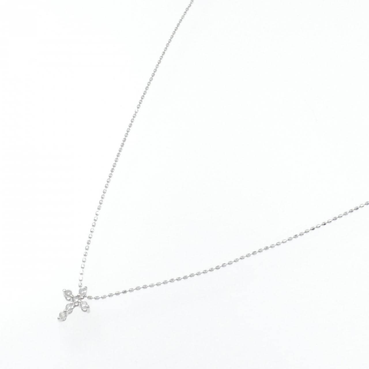 K18WG クロス ダイヤモンド ネックレス 0.07CT