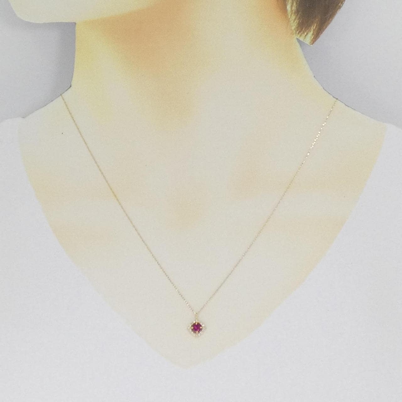 【新品】K18YG ルビー ネックレス 0.25CT