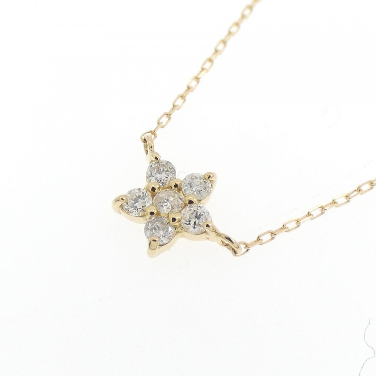 【新品】K18YG フラワー ダイヤモンド ネックレス 0.10CT