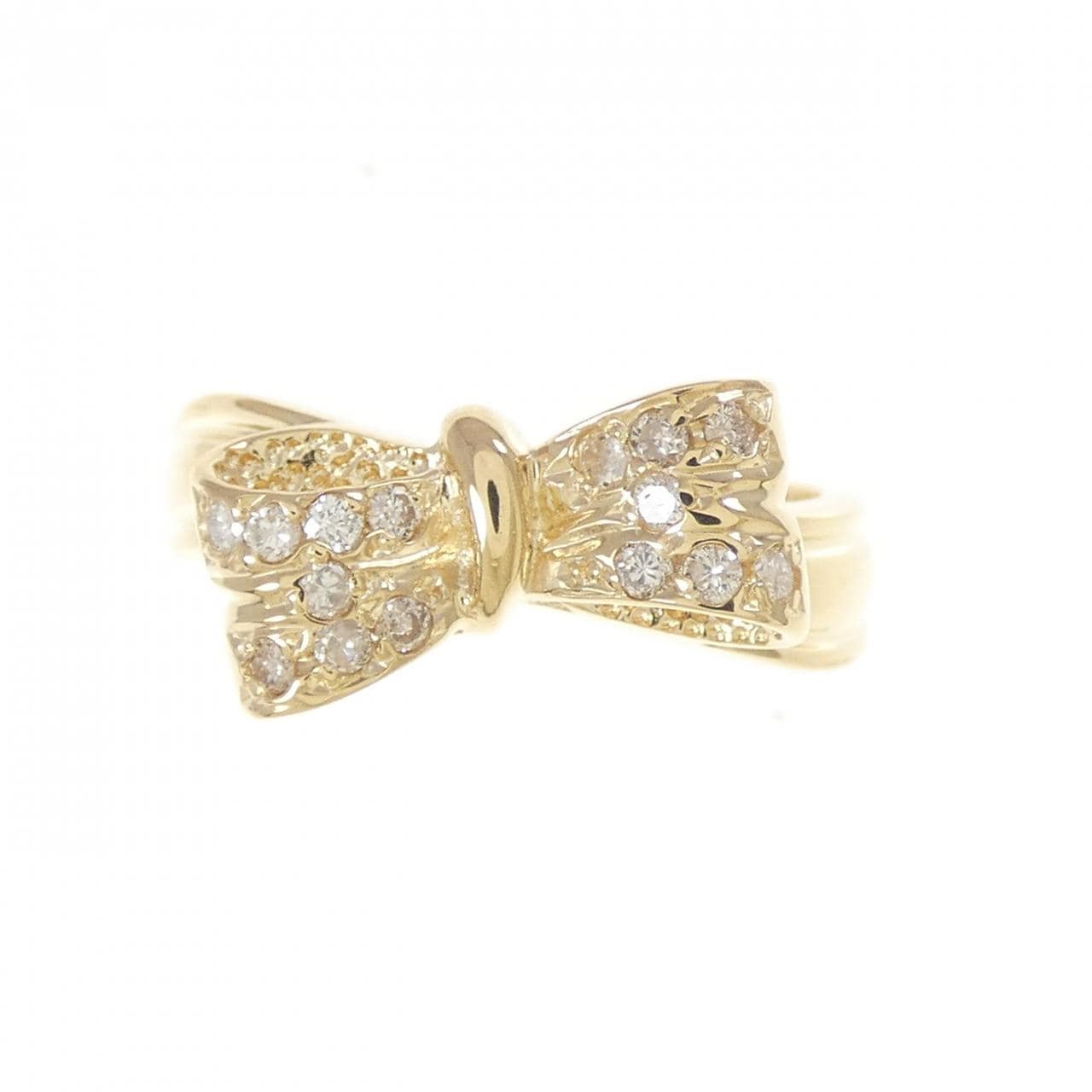 K18YG リボン ダイヤモンド リング 0.15CT
