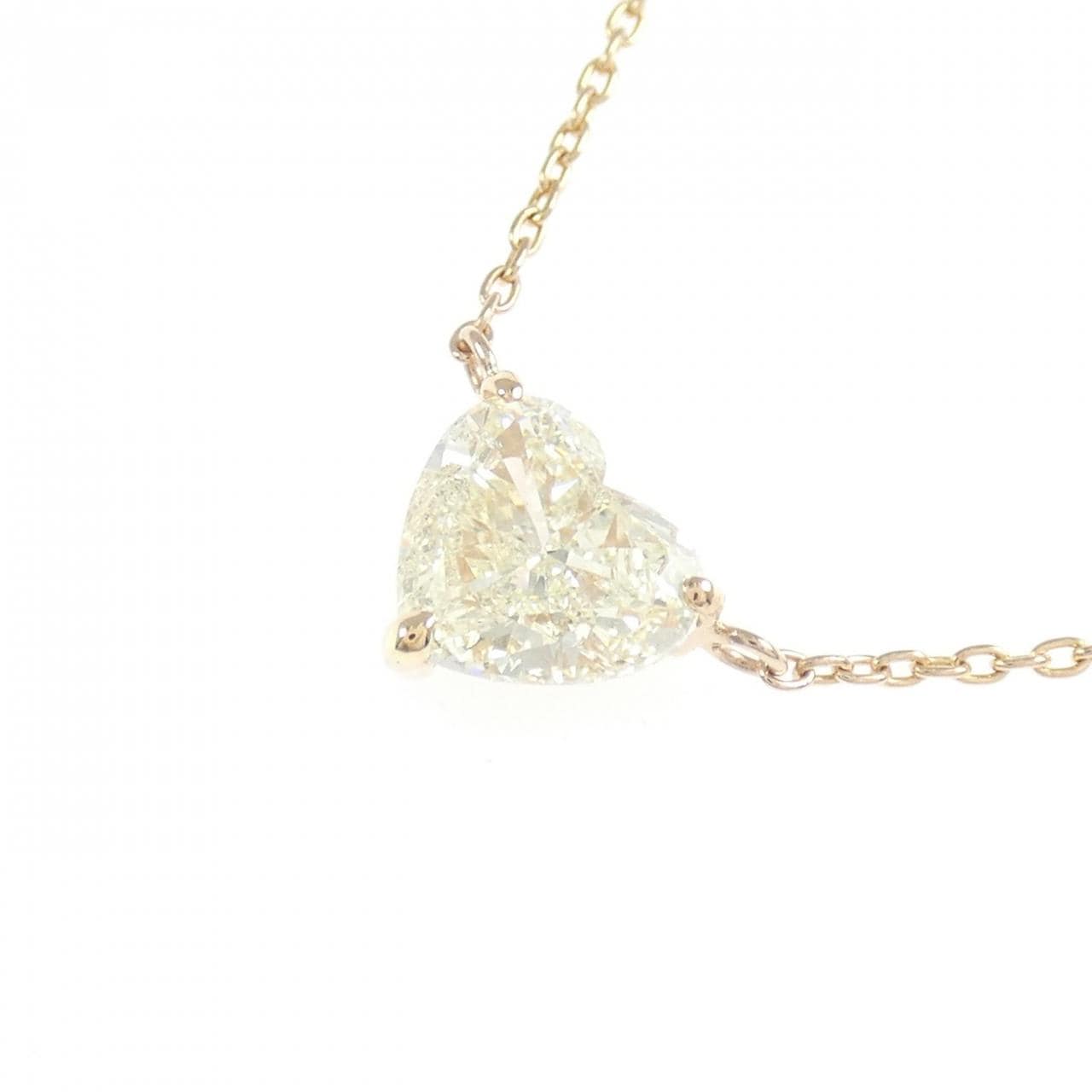 K18PG ダイヤモンド ネックレス 1.006CT L SI1 ハートシェイプ
