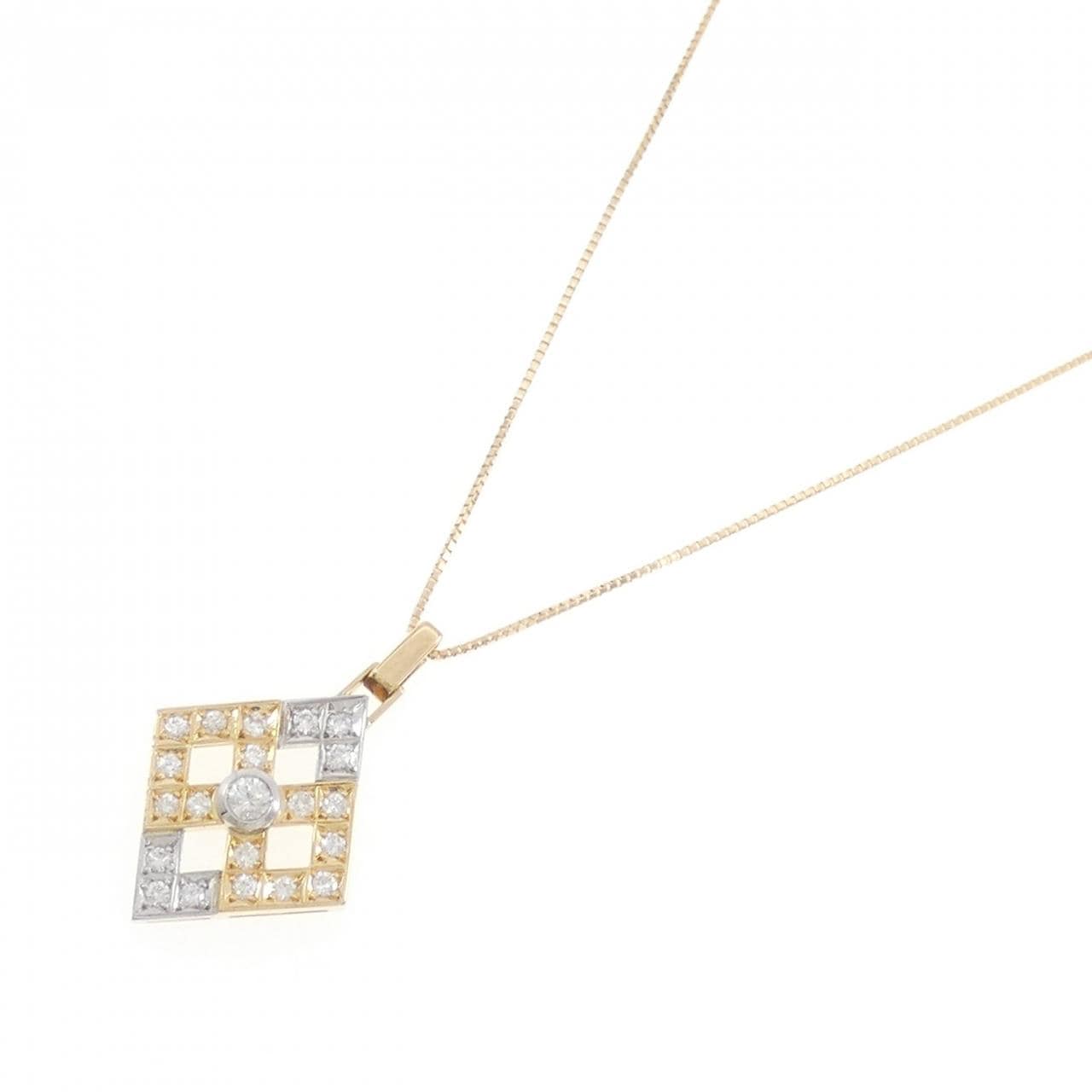 K18YG/PT900 ダイヤモンド ネックレス 0.10CT