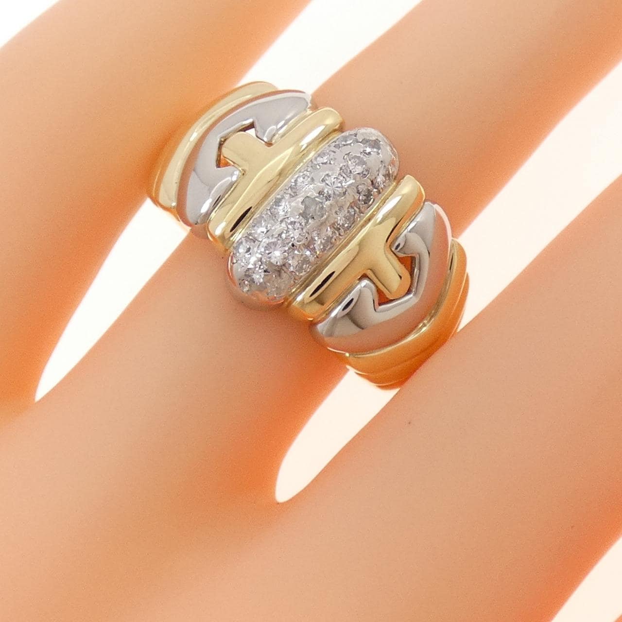 K18YG/PT900 パヴェ ダイヤモンド リング 0.38CT