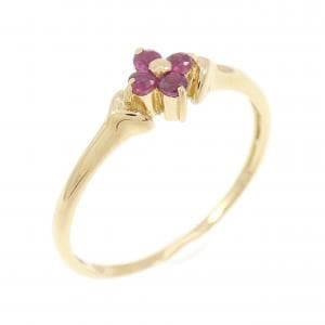 K18YG フラワー ルビー リング