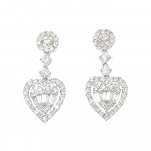 K18WG ハート ダイヤモンド ピアス 1.00CT