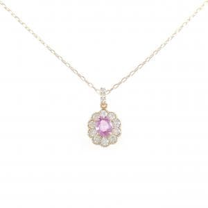 K18PG フラワー サファイヤ ネックレス 0.38CT
