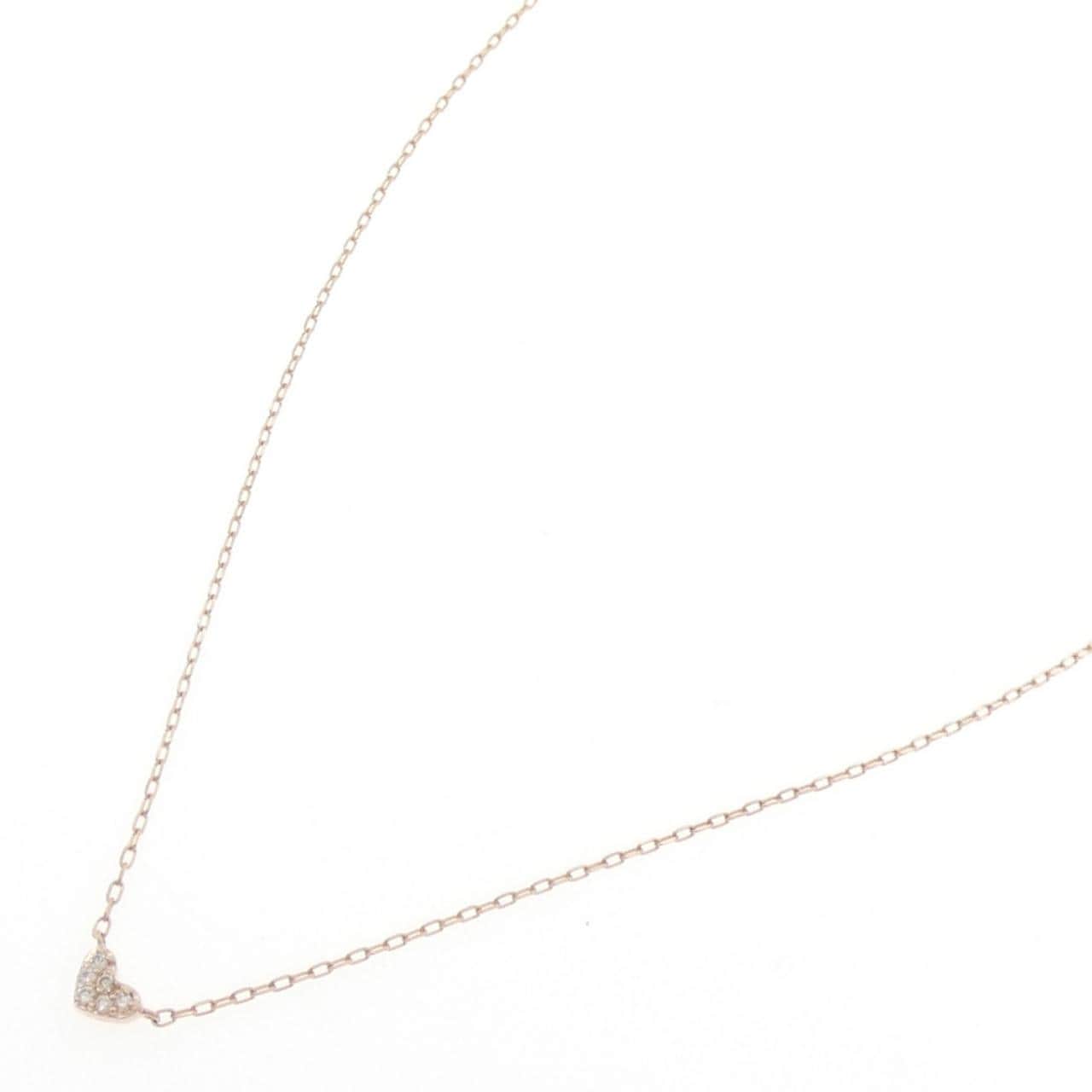 K10PG ハート パヴェ ダイヤモンド ネックレス 0.05CT