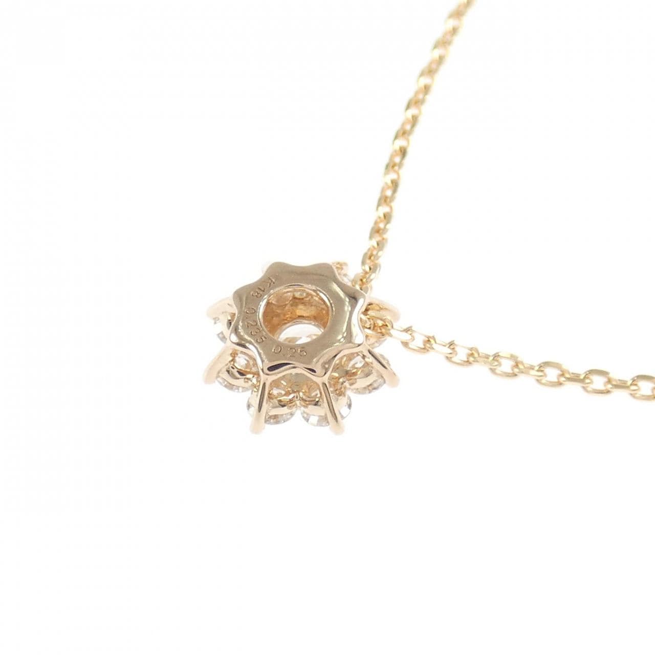 K18PG フラワー ダイヤモンド ネックレス 0.235CT