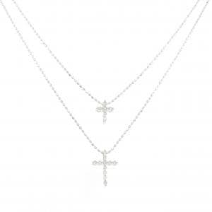 K18WG クロス ダイヤモンド ネックレス 0.07CT