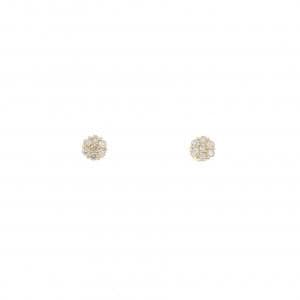 【新品】K18YG フラワー ダイヤモンド ピアス 0.10CT