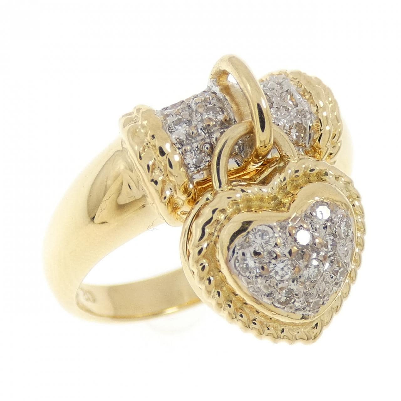 K18YG/K18WG ハート×カデナ ルビー リング 0.04CT