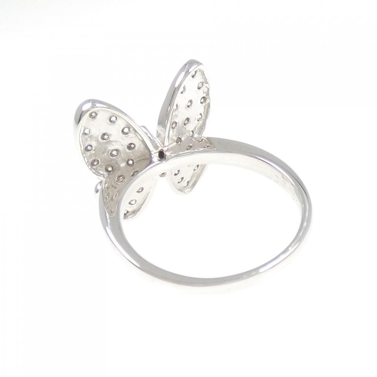 K18WG バタフライ サファイヤ リング 0.05CT