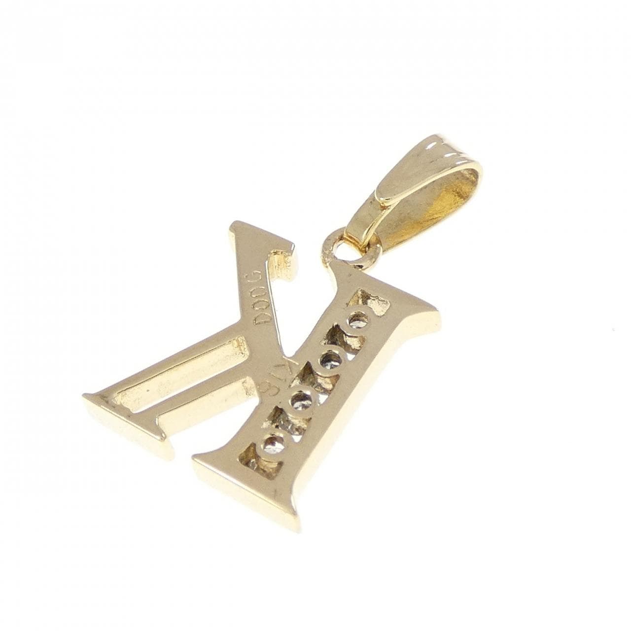 K18YG イニシャルK ダイヤモンド ペンダント 0.06CT