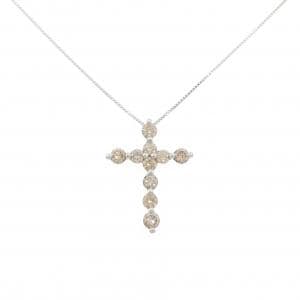 K18WG クロス ダイヤモンド ネックレス 2.24CT