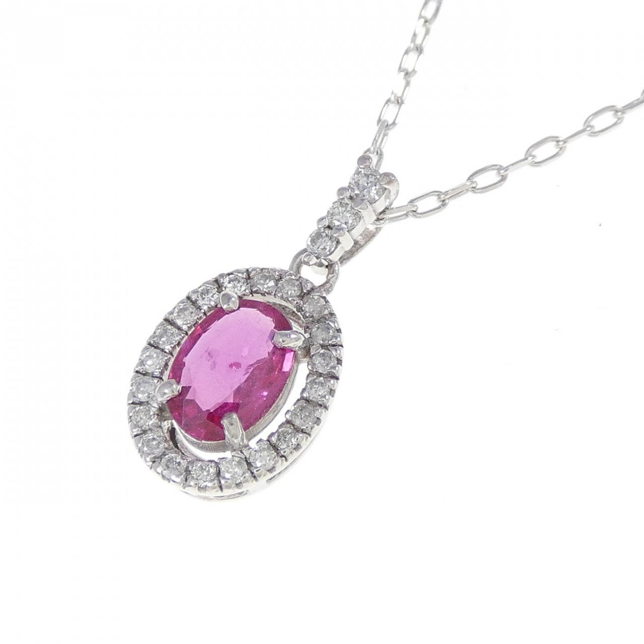 K18WG ルビー ネックレス 0.35CT