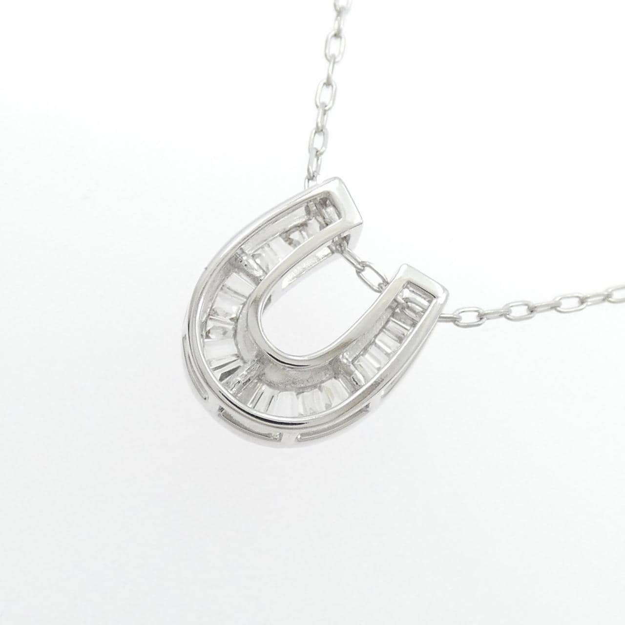 K18WG ホースシュー ダイヤモンド ネックレス 0.20CT