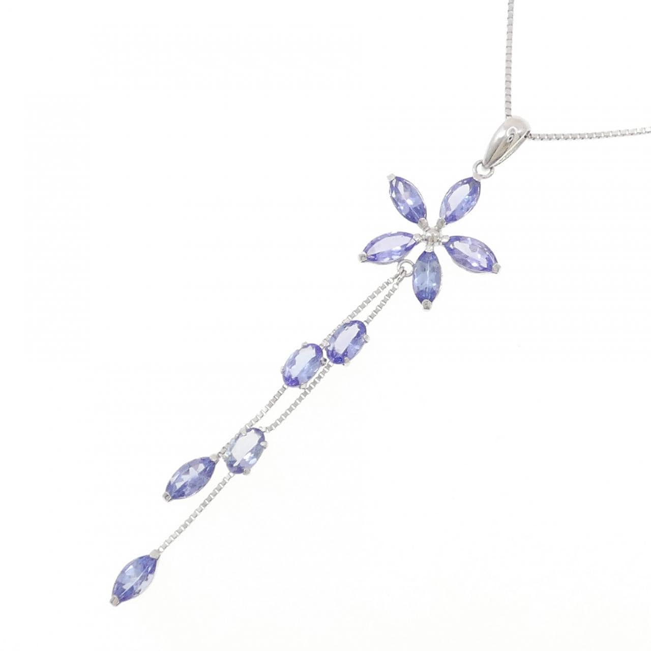 K18WG フラワー タンザナイト ネックレス 2.10CT