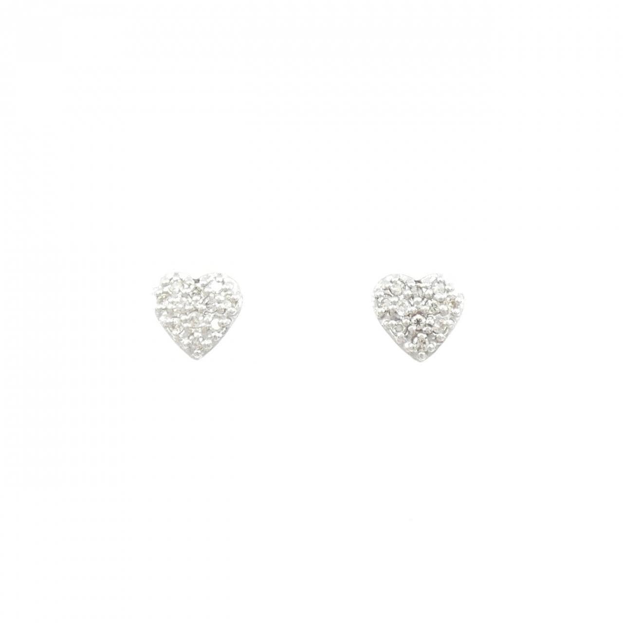 K18WG ハート ダイヤモンド ピアス 0.10CT