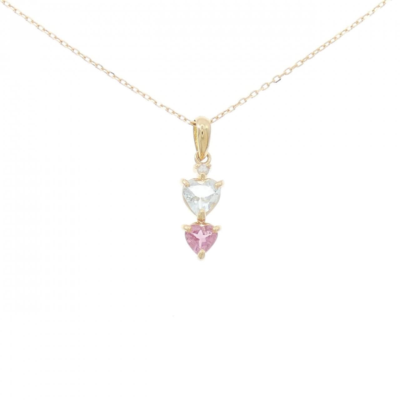 K18YG ハート カラーストーン ネックレス