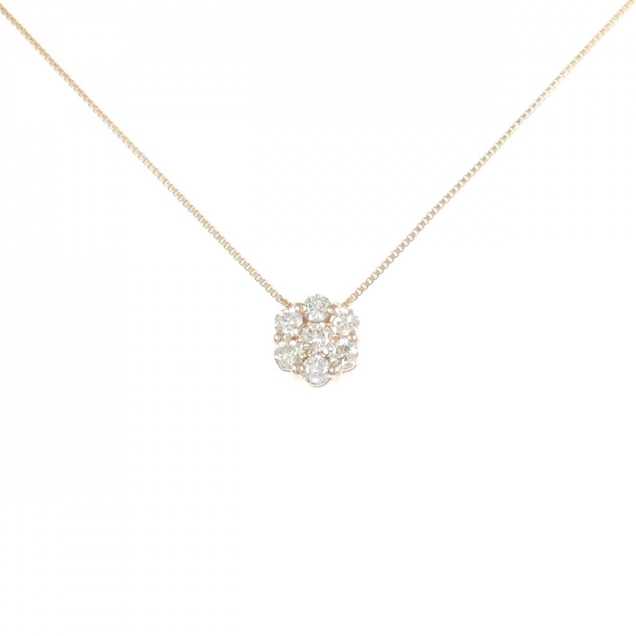 K18PG フラワー ダイヤモンド ネックレス 0.30CT