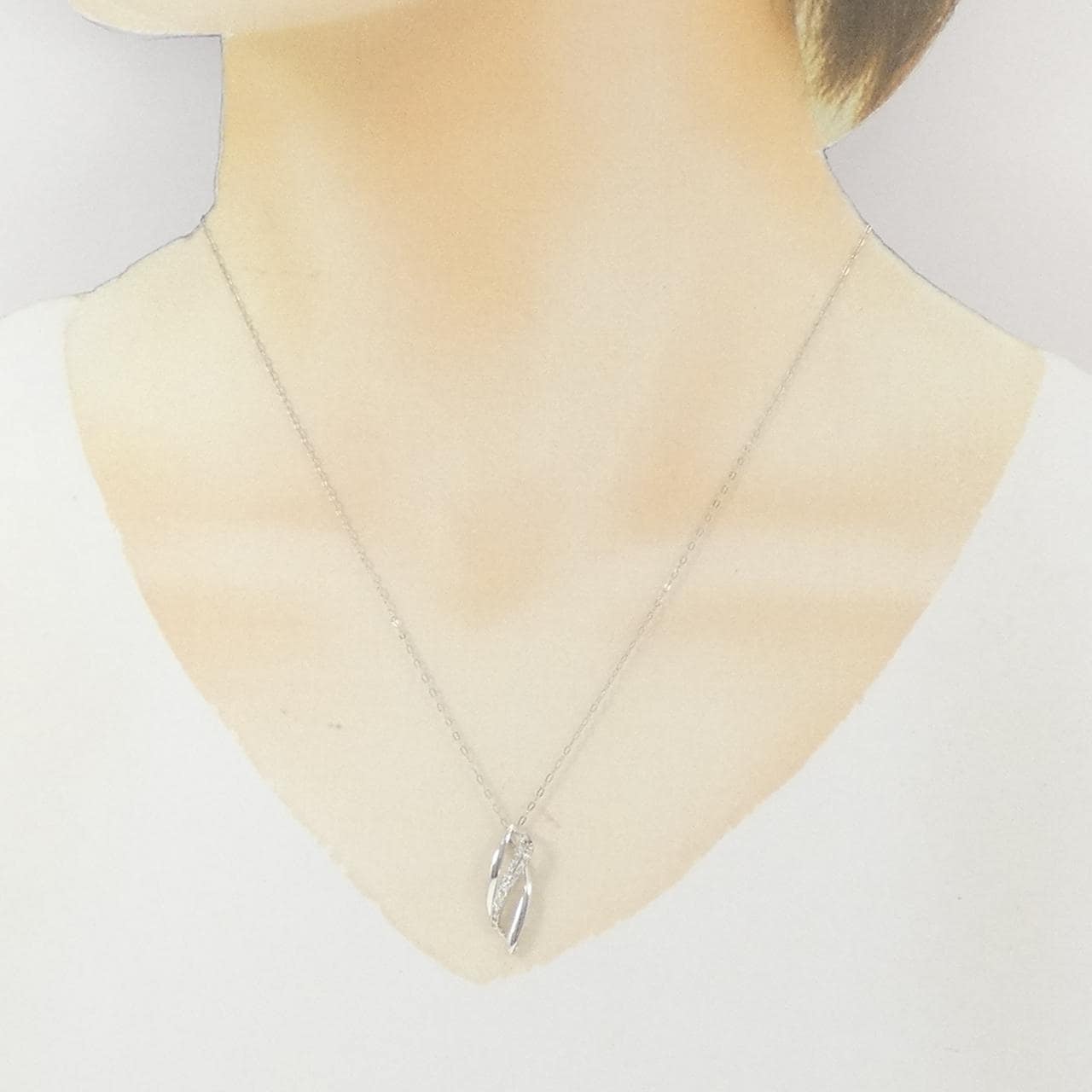 K18WG ダイヤモンド ネックレス 0.17CT