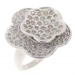 K18WG フラワー パヴェ ダイヤモンド リング 1.00CT
