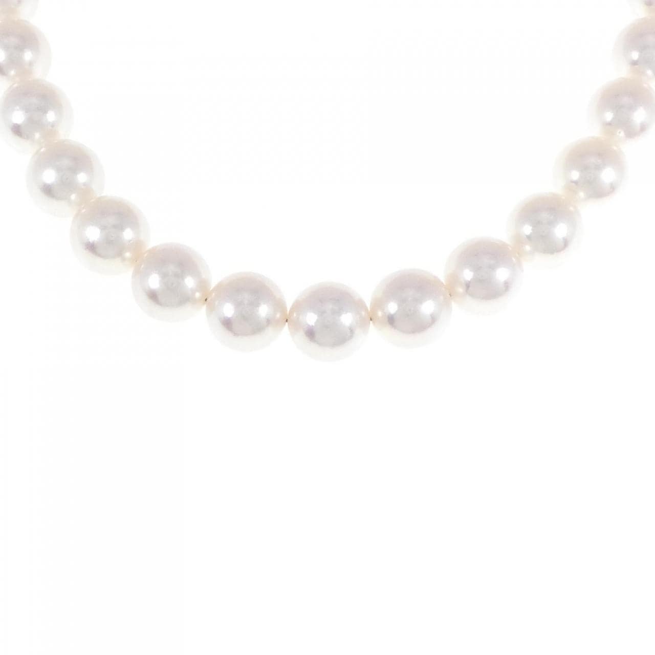 [BRAND NEW] Silver Clasp Flower Bead Akoya Pearl Necklace 9-9.5mm