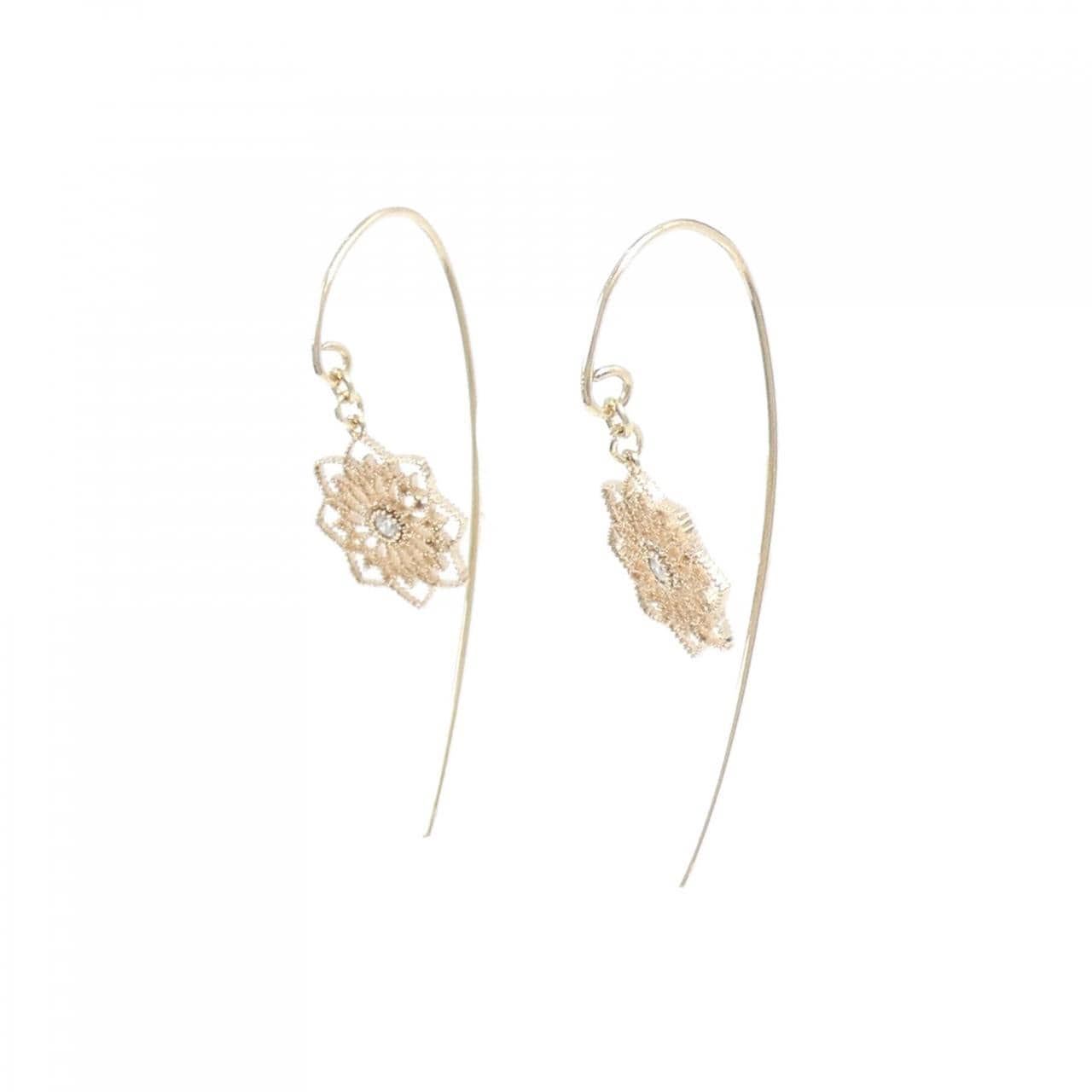 K10PG Flower Diamond Earrings
