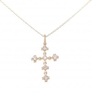 K10PG クロス ダイヤモンド ネックレス 0.15CT