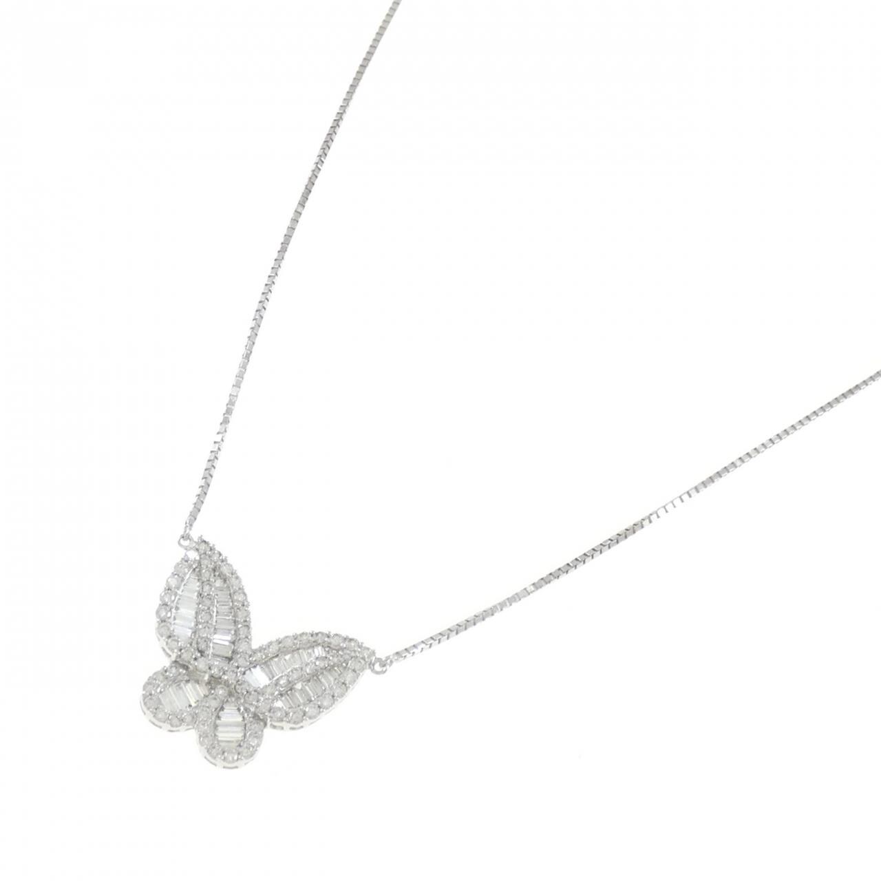 K18WG Butterfly Diamond Necklace 1.33CT
