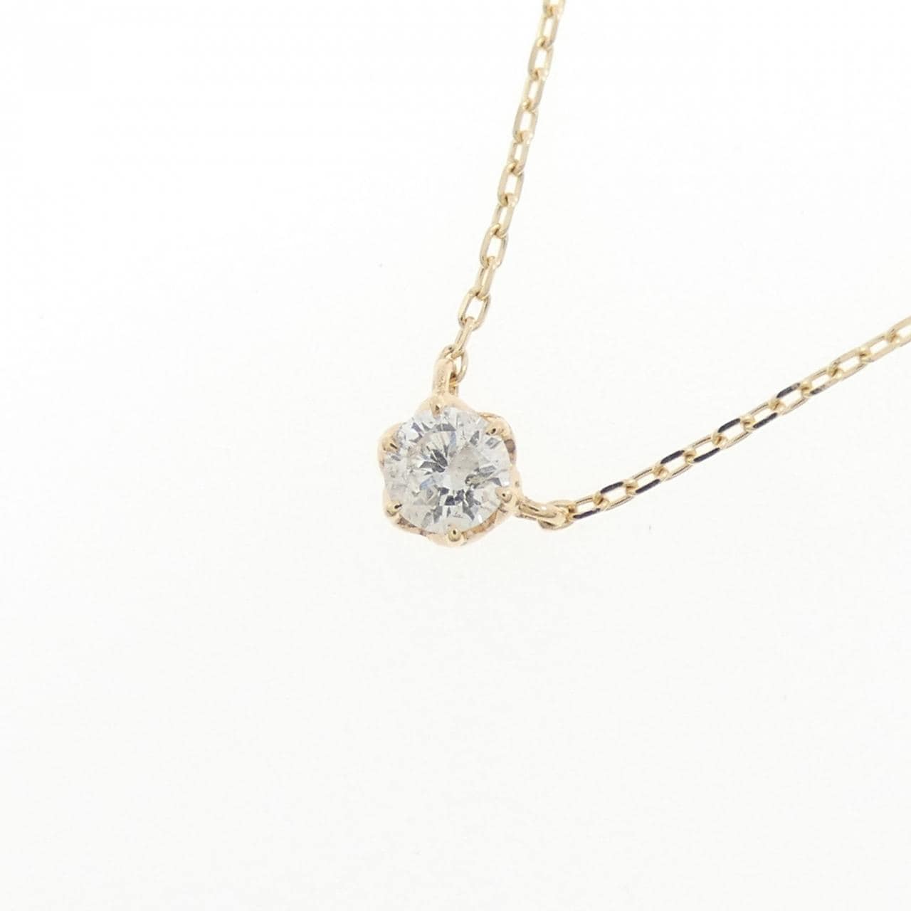 K10YG ソリティア ダイヤモンド ネックレス 0.09CT