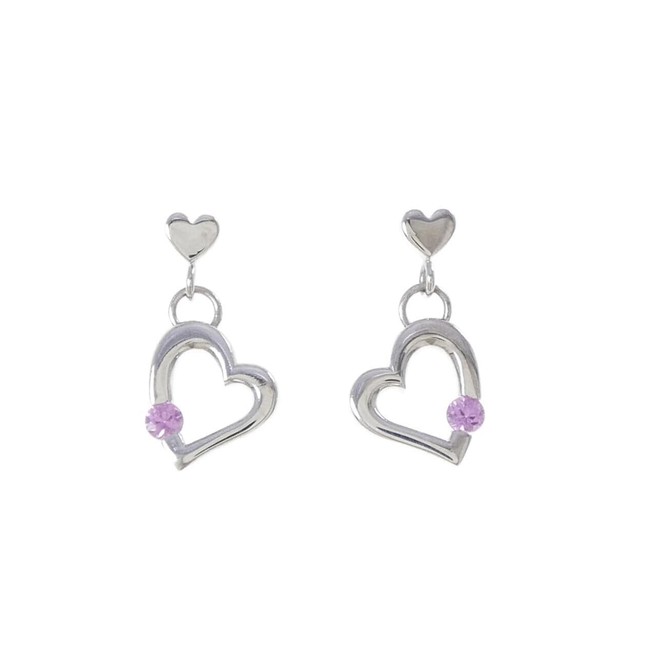 PT900 ハート サファイヤ ピアス 0.188CT