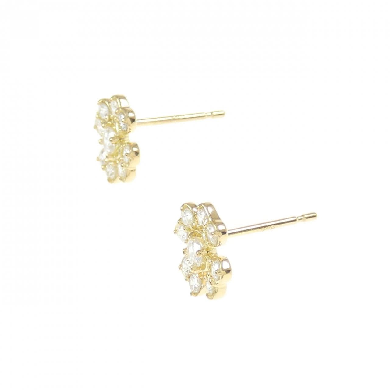 [Remake] K18YG flower Diamond earrings 0.30CT