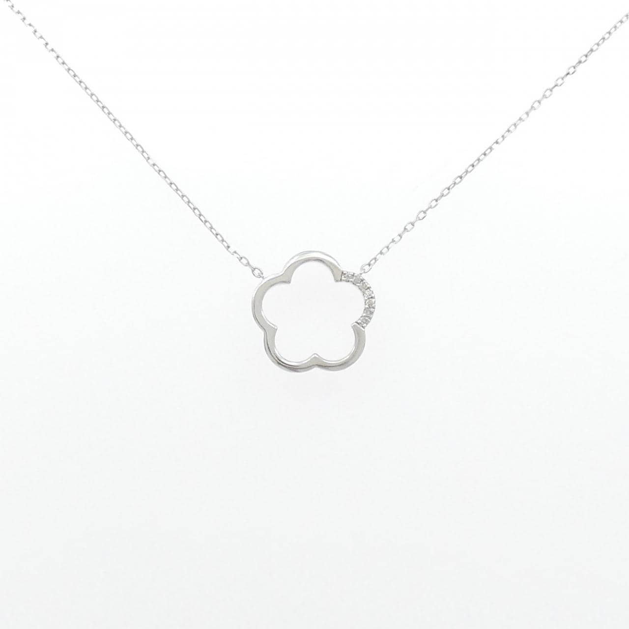 K10WG フラワー ダイヤモンド ネックレス