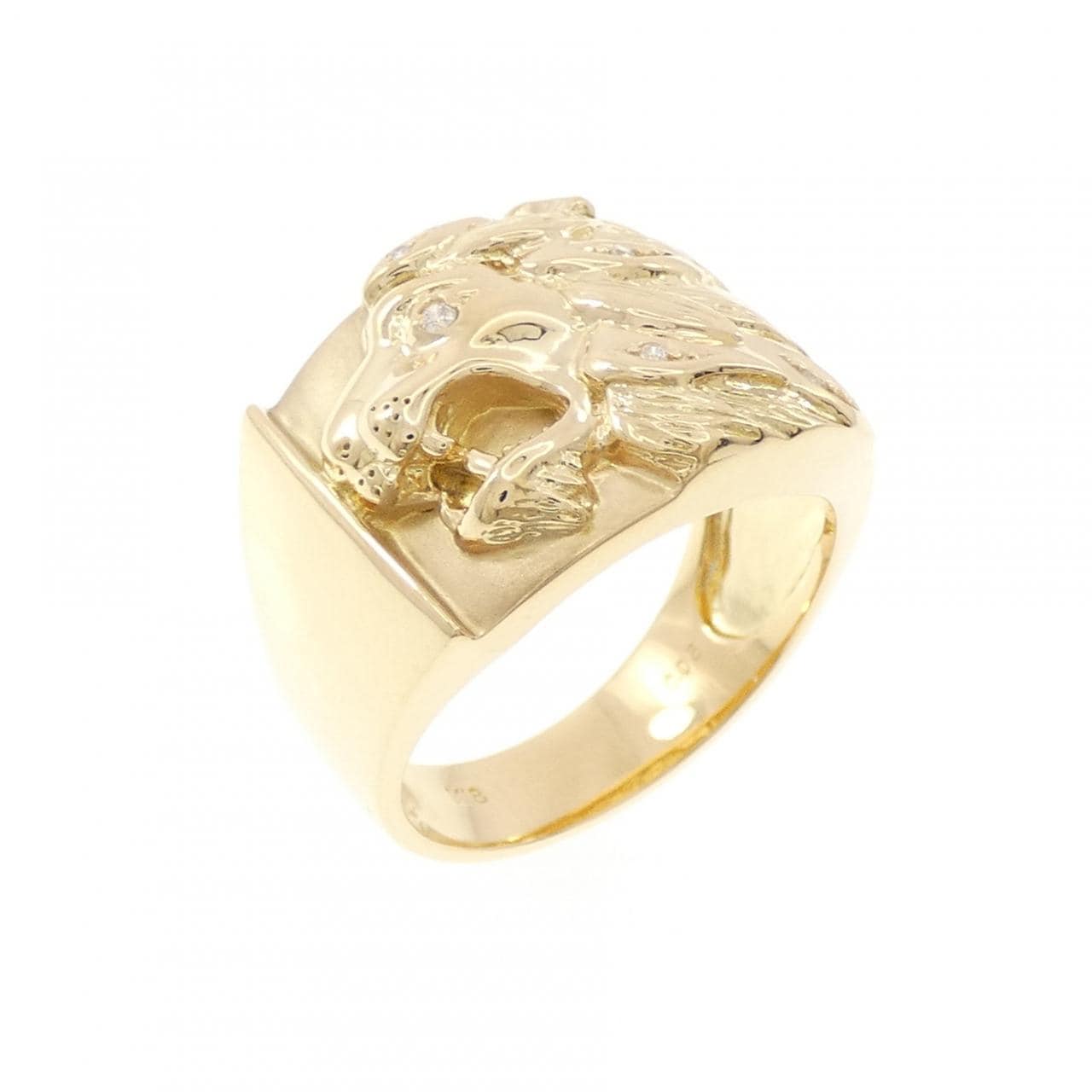 K18YG ライオン ダイヤモンド リング 0.05CT