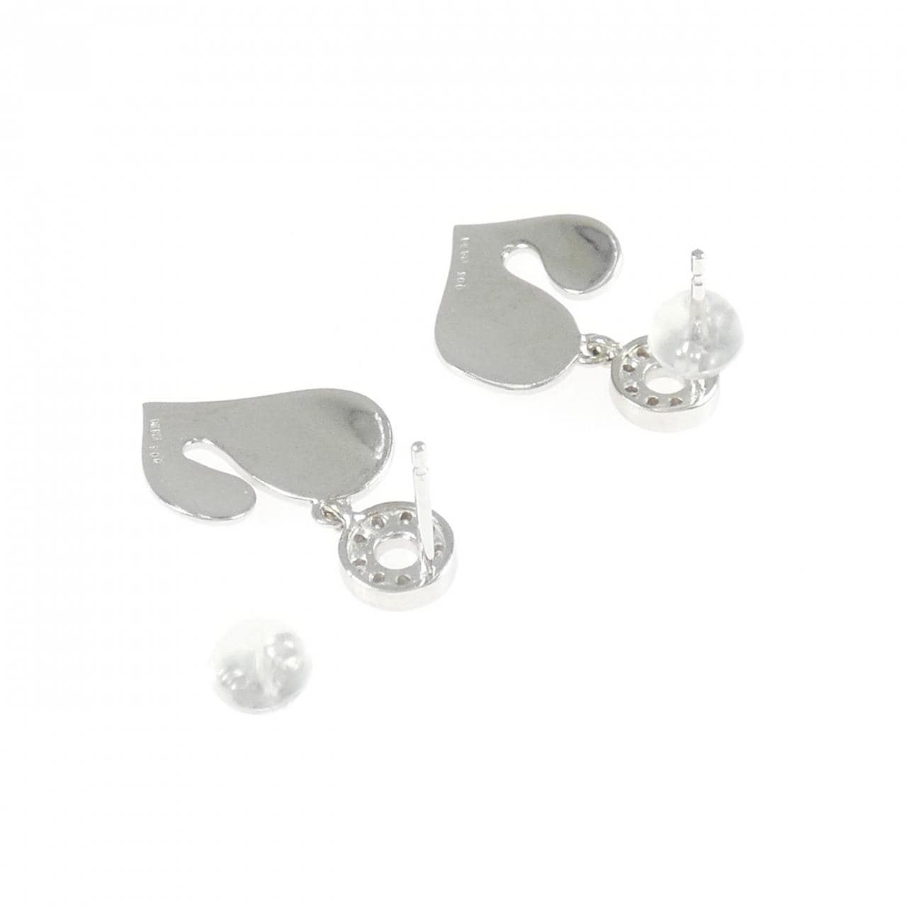 K18WG ハート ダイヤモンド ピアス 0.10CT