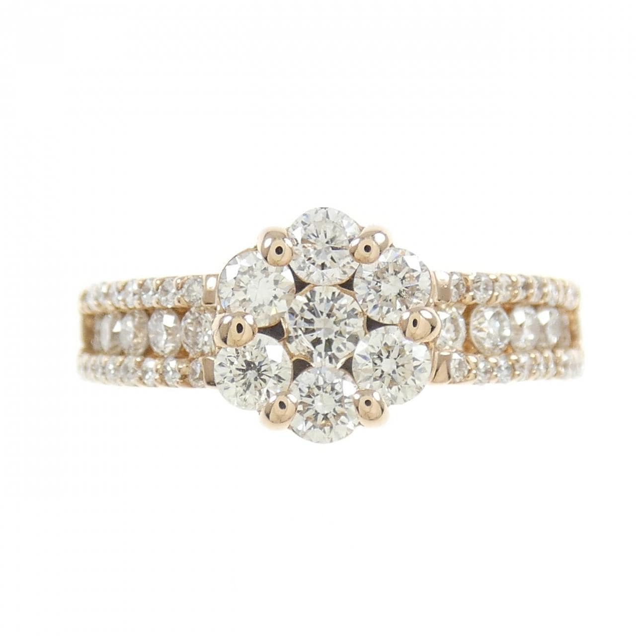 K18PG フラワー ダイヤモンド リング 1.00CT