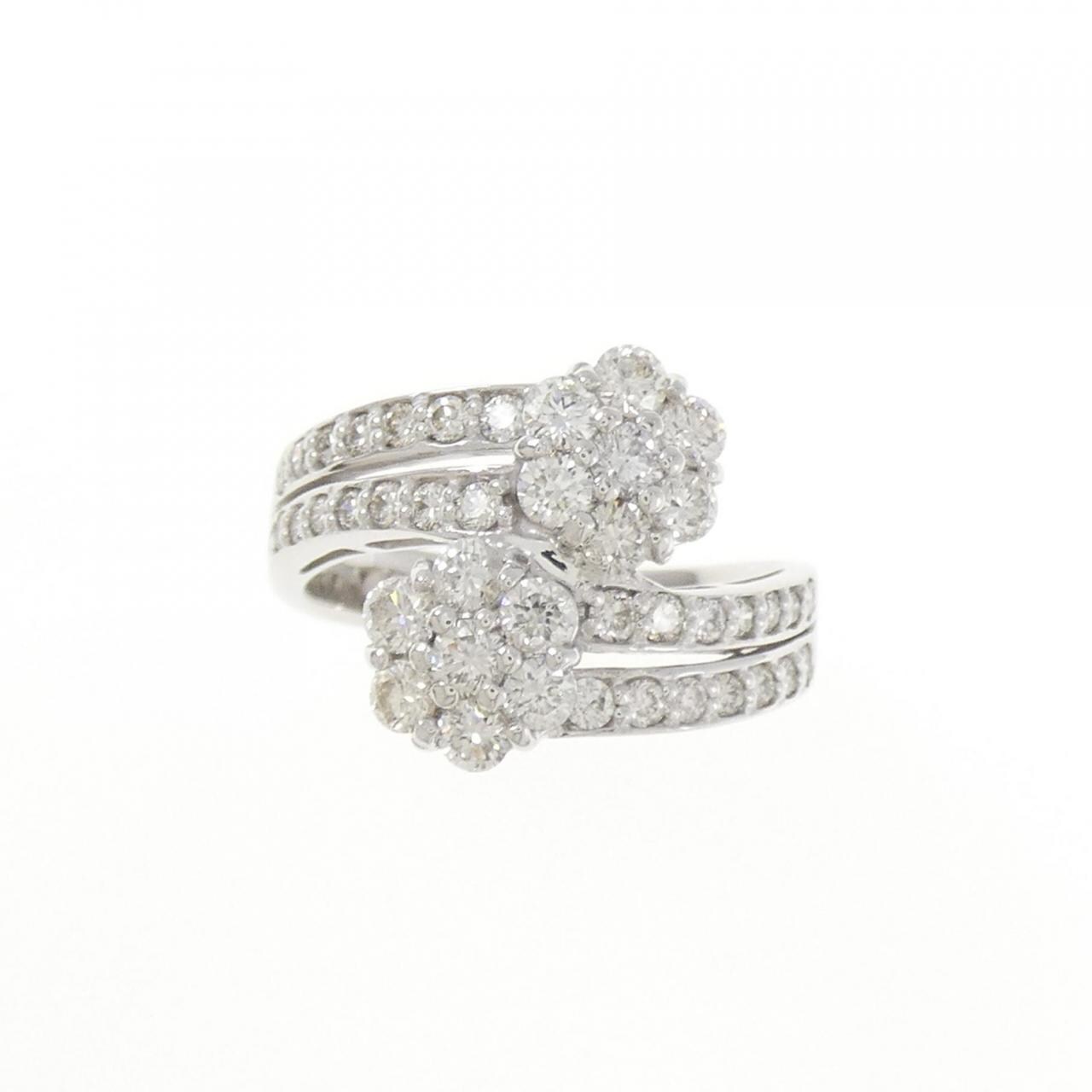 K18WG フラワー ダイヤモンド リング 1.00CT