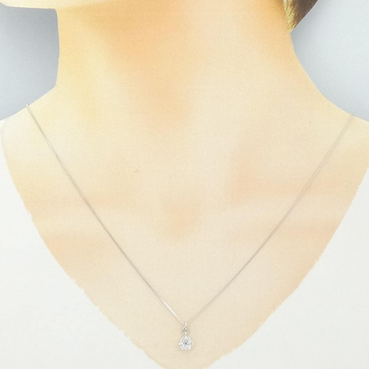 K18WG フラワー ダイヤモンド ネックレス 0.23CT