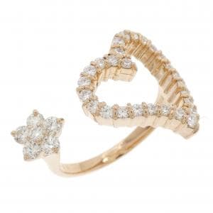 K18PG ハート×フラワー ダイヤモンド リング 0.60CT