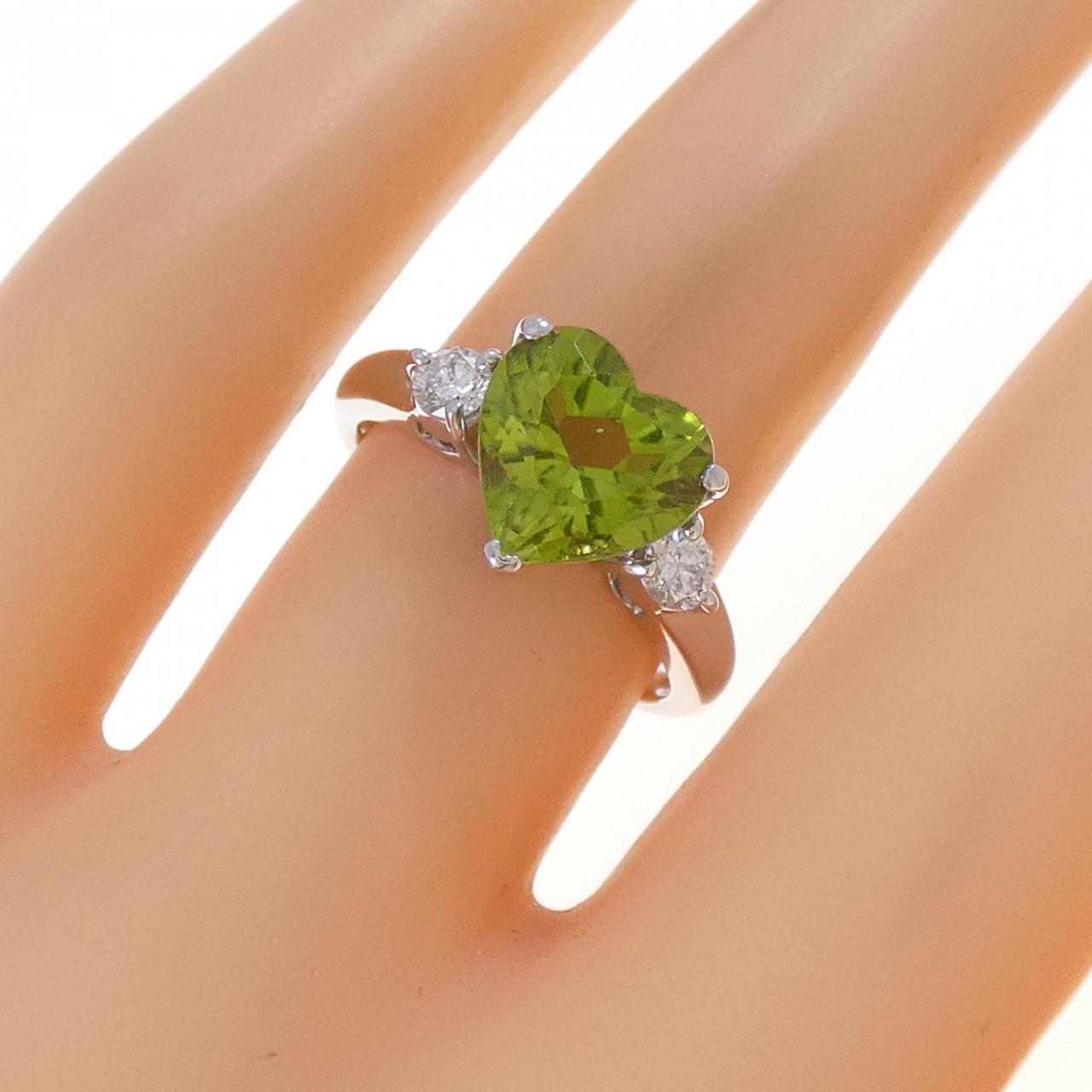PT900 ハート ペリドット リング 2.75CT